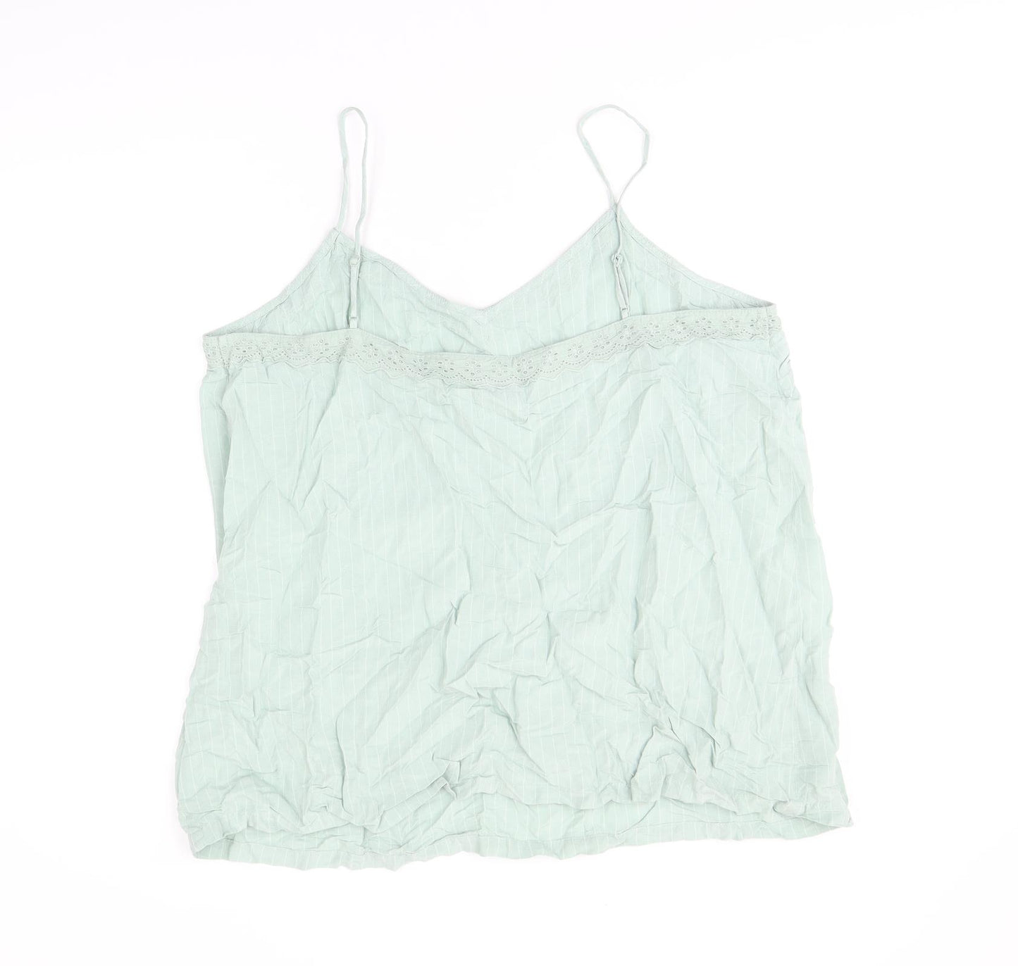 Marks and Spencer Womens Green Striped Viscose Camisole T-Shirt Size 22 V-Neck