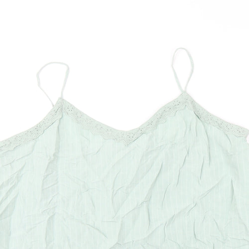 Marks and Spencer Womens Green Striped Viscose Camisole T-Shirt Size 22 V-Neck