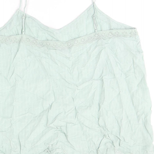 Marks and Spencer Womens Green Striped Viscose Camisole T-Shirt Size 22 V-Neck
