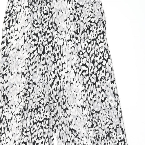 Marks and Spencer Womens Black Geometric Polyester Trousers Size 8 L29.5 in Regular Drawstring