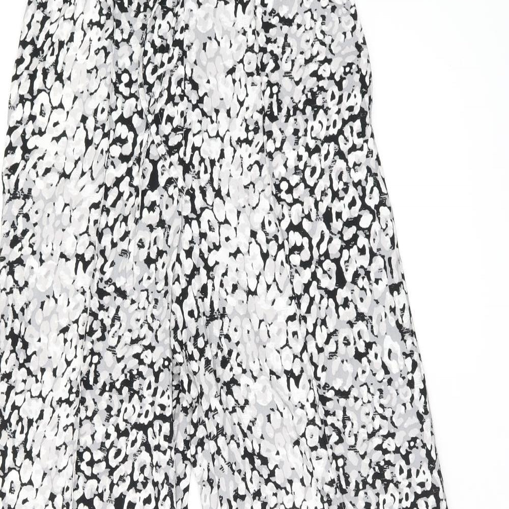Marks and Spencer Womens Black Geometric Polyester Trousers Size 8 L29.5 in Regular Drawstring