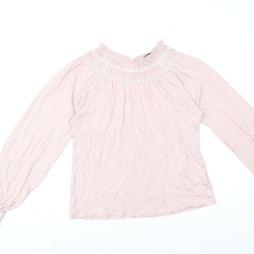 Marks and Spencer Womens Pink Cotton Basic T-Shirt Size 10 Round Neck