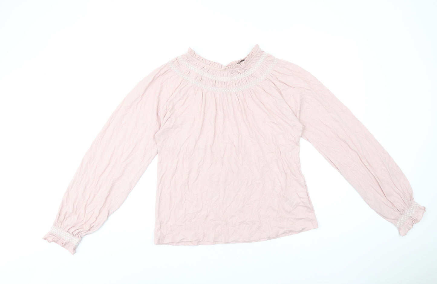 Marks and Spencer Womens Pink Cotton Basic T-Shirt Size 10 Round Neck