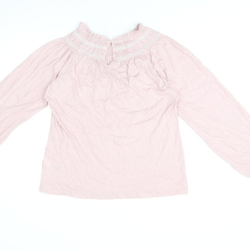 Marks and Spencer Womens Pink Cotton Basic T-Shirt Size 10 Round Neck