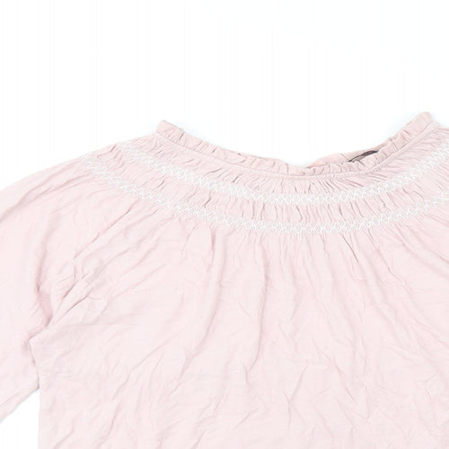 Marks and Spencer Womens Pink Cotton Basic T-Shirt Size 10 Round Neck
