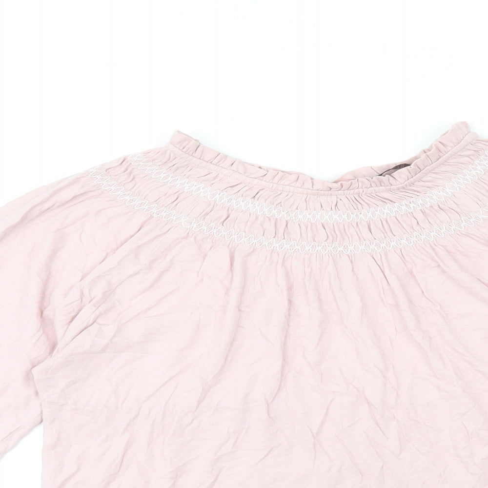 Marks and Spencer Womens Pink Cotton Basic T-Shirt Size 10 Round Neck
