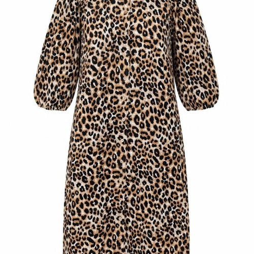 Marks and Spencer Womens Brown Animal Print Polyester Shirt Dress Size 6 Collared Button