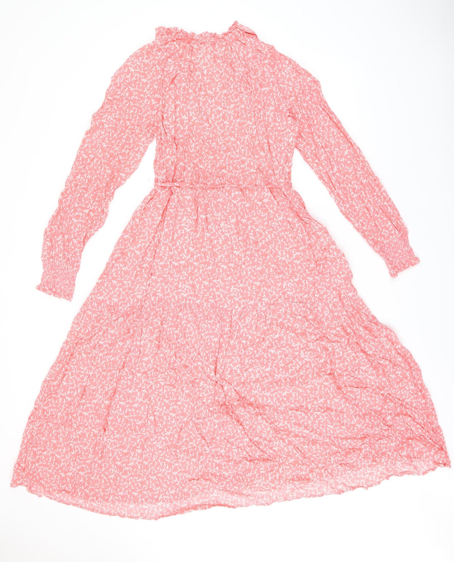 Marks and Spencer Womens Pink Floral Viscose A-Line Size 12 V-Neck Pullover