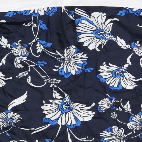 Marks and Spencer Womens Blue Floral Polyester Basic Button-Up Size 18 Collared