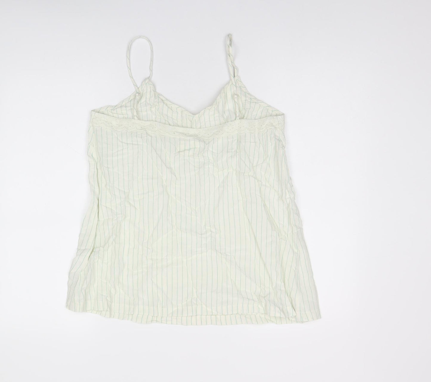 Marks and Spencer Womens Ivory Striped Viscose Camisole T-Shirt Size 12 V-Neck