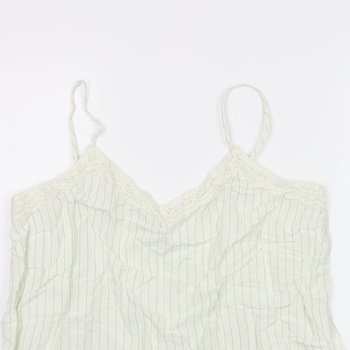 Marks and Spencer Womens Ivory Striped Viscose Camisole T-Shirt Size 12 V-Neck