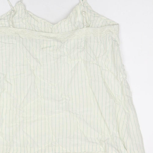 Marks and Spencer Womens Ivory Striped Viscose Camisole T-Shirt Size 12 V-Neck