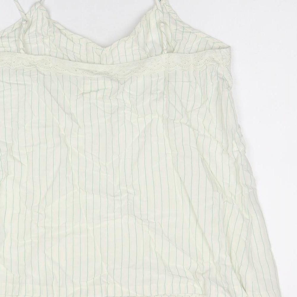 Marks and Spencer Womens Ivory Striped Viscose Camisole T-Shirt Size 12 V-Neck