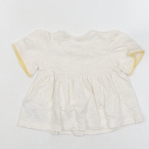 Marks and Spencer Baby Ivory 100% Cotton Basic Button-Up Size 0-3 Months Round Neck Button
