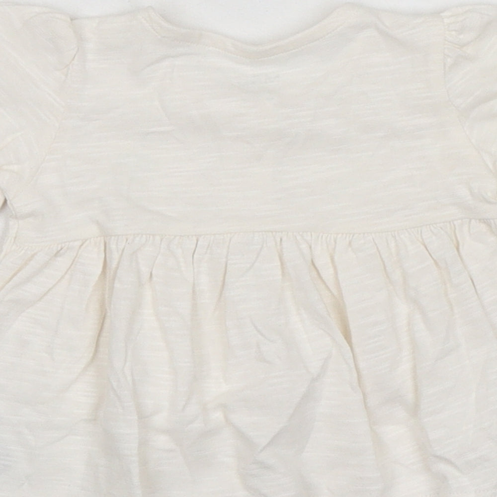 Marks and Spencer Baby Ivory 100% Cotton Basic Button-Up Size 0-3 Months Round Neck Button