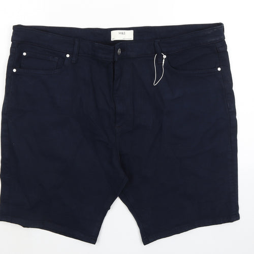 Marks and Spencer Mens Blue Cotton Bermuda Shorts Size 44 in L9 in Regular Zip