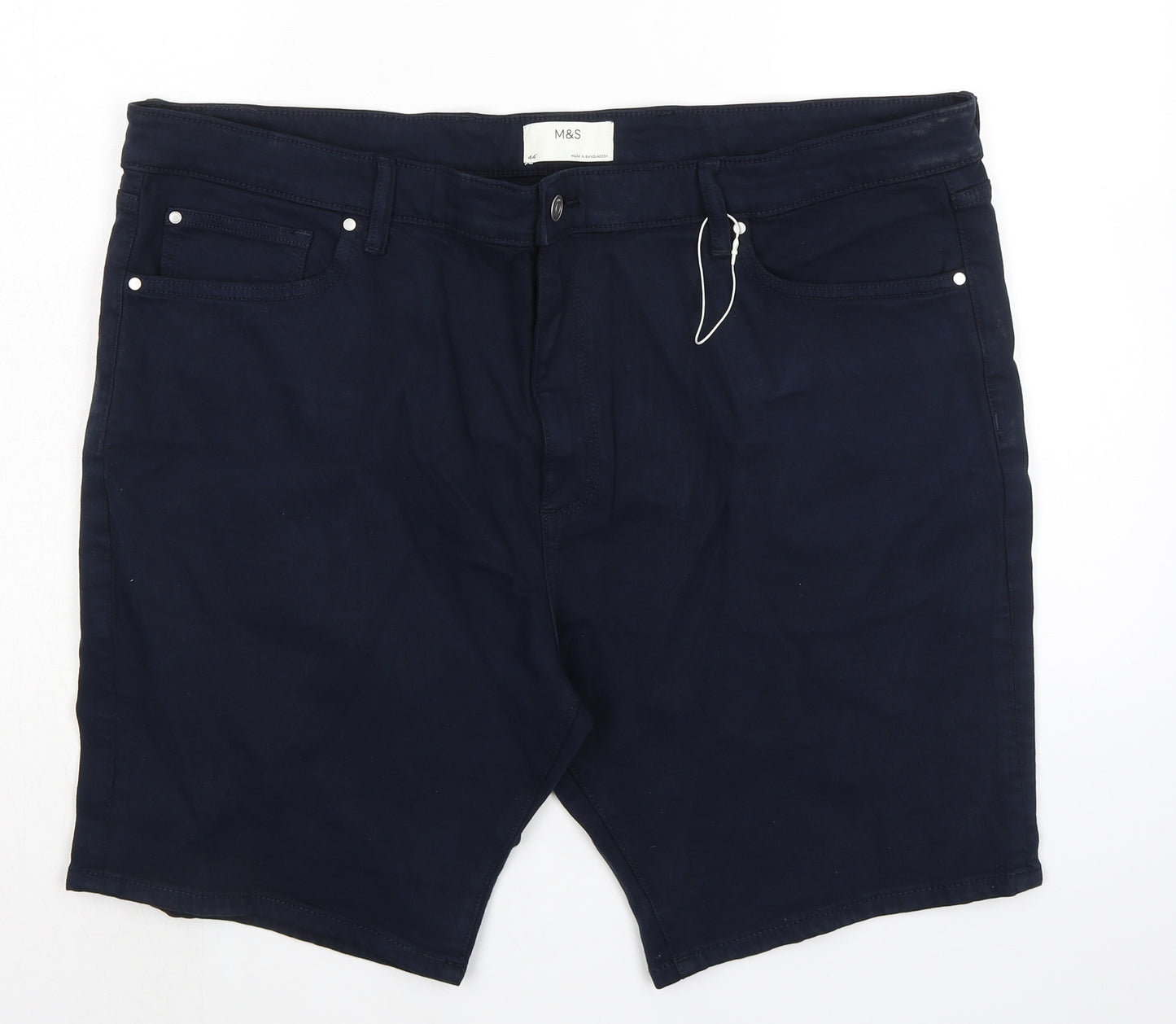 Marks and Spencer Mens Blue Cotton Bermuda Shorts Size 44 in L9 in Regular Zip