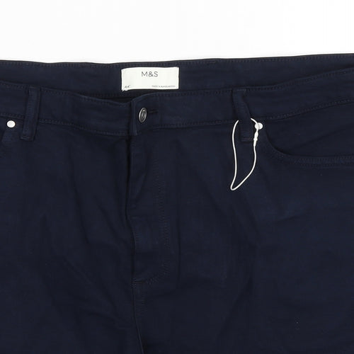 Marks and Spencer Mens Blue Cotton Bermuda Shorts Size 44 in L9 in Regular Zip