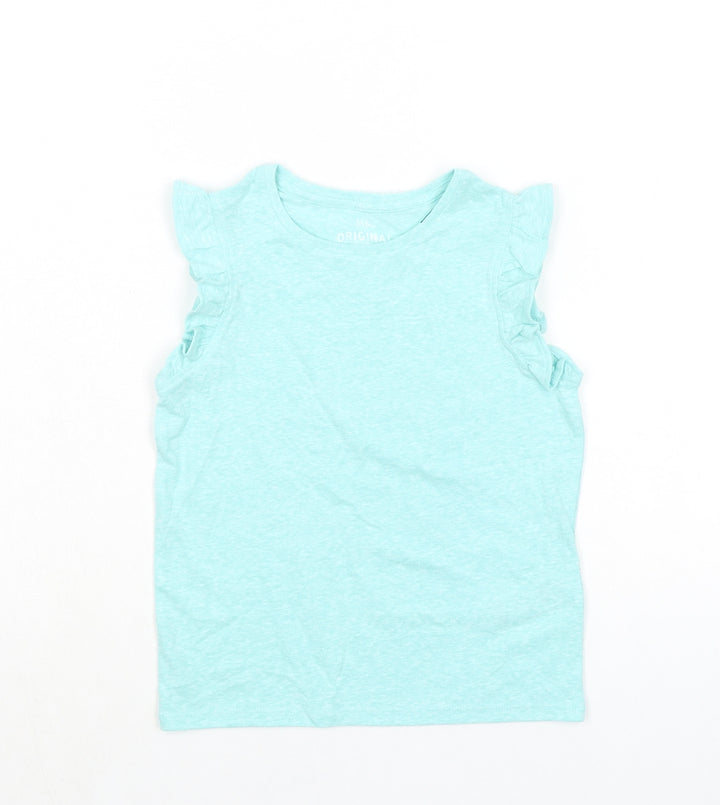 Marks and Spencer Girls Green Polyester Basic Tank Size 5-6 Years Crew Neck Pullover
