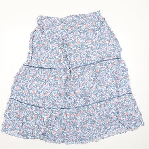 Marks and Spencer Womens Blue Floral Viscose Peasant Skirt Size 22 Tie - Belted