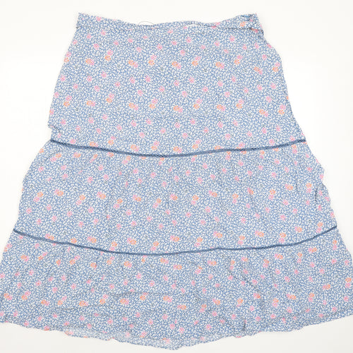 Marks and Spencer Womens Blue Floral Viscose Peasant Skirt Size 22 Tie - Belted