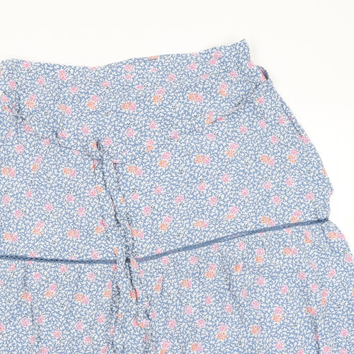 Marks and Spencer Womens Blue Floral Viscose Peasant Skirt Size 22 Tie - Belted