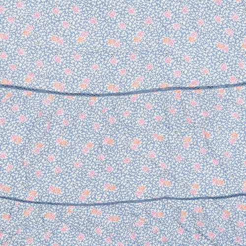 Marks and Spencer Womens Blue Floral Viscose Peasant Skirt Size 22 Tie - Belted