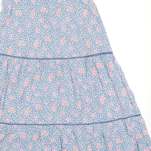 Marks and Spencer Womens Blue Floral Viscose Peasant Skirt Size 8 Zip - Belted