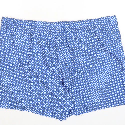 Marks and Spencer Mens Blue Geometric Polyester Bermuda Shorts Size 3XL L6 in Regular Drawstring - Swim Shorts