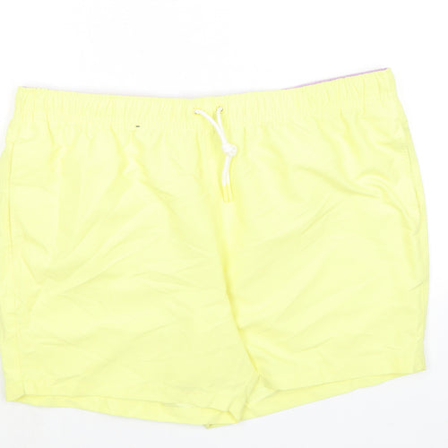 Marks and Spencer Mens Yellow Polyester Bermuda Shorts Size 2XL L6 in Regular Drawstring