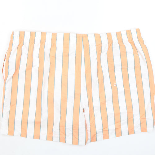 Marks and Spencer Mens Orange Striped Polyester Bermuda Shorts Size 3XL L6 in Regular Drawstring