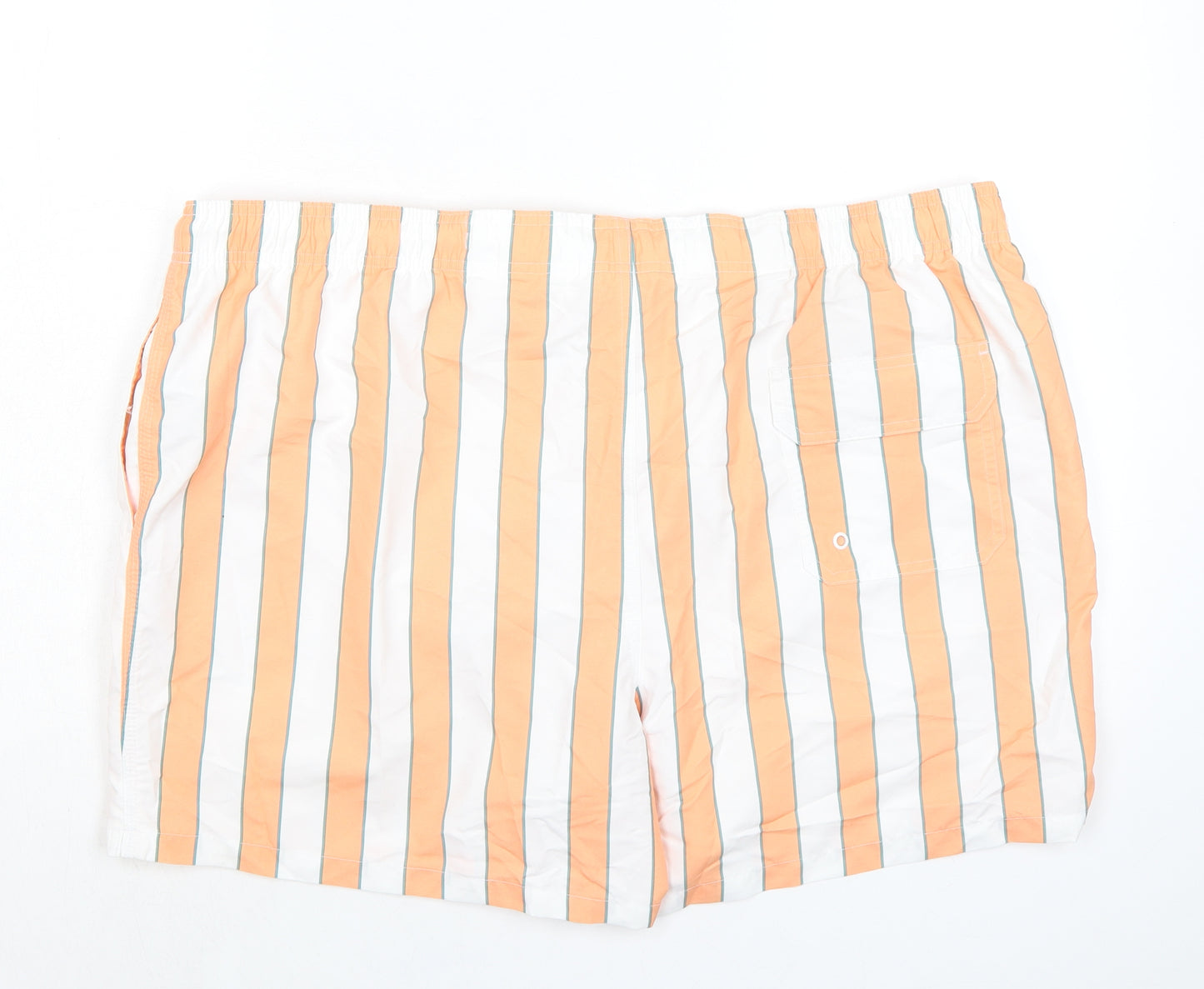 Marks and Spencer Mens Orange Striped Polyester Bermuda Shorts Size 3XL L6 in Regular Drawstring