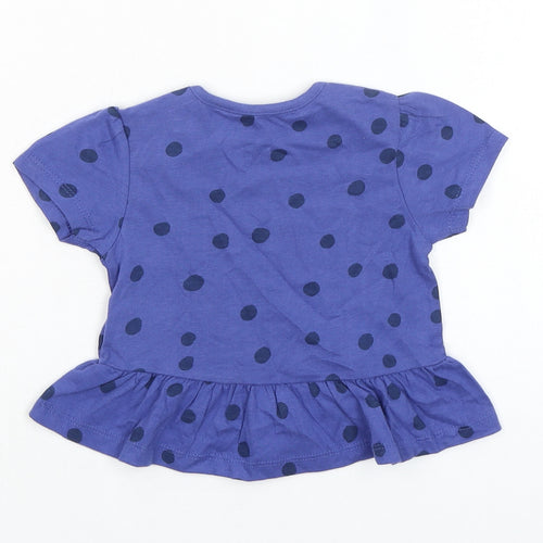 Marks and Spencer Baby Blue Spotted 100% Cotton Basic T-Shirt Size 9-12 Months Round Neck Pullover