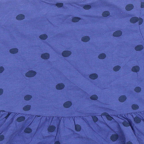 Marks and Spencer Baby Blue Spotted 100% Cotton Basic T-Shirt Size 9-12 Months Round Neck Pullover