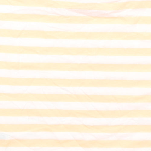 Marks and Spencer Boys Orange Striped Cotton Basic T-Shirt Size 7-8 Years Round Neck Pullover