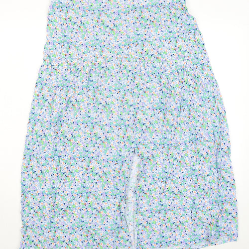 Marks and Spencer Womens Blue Floral Viscose A-Line Skirt Size 16