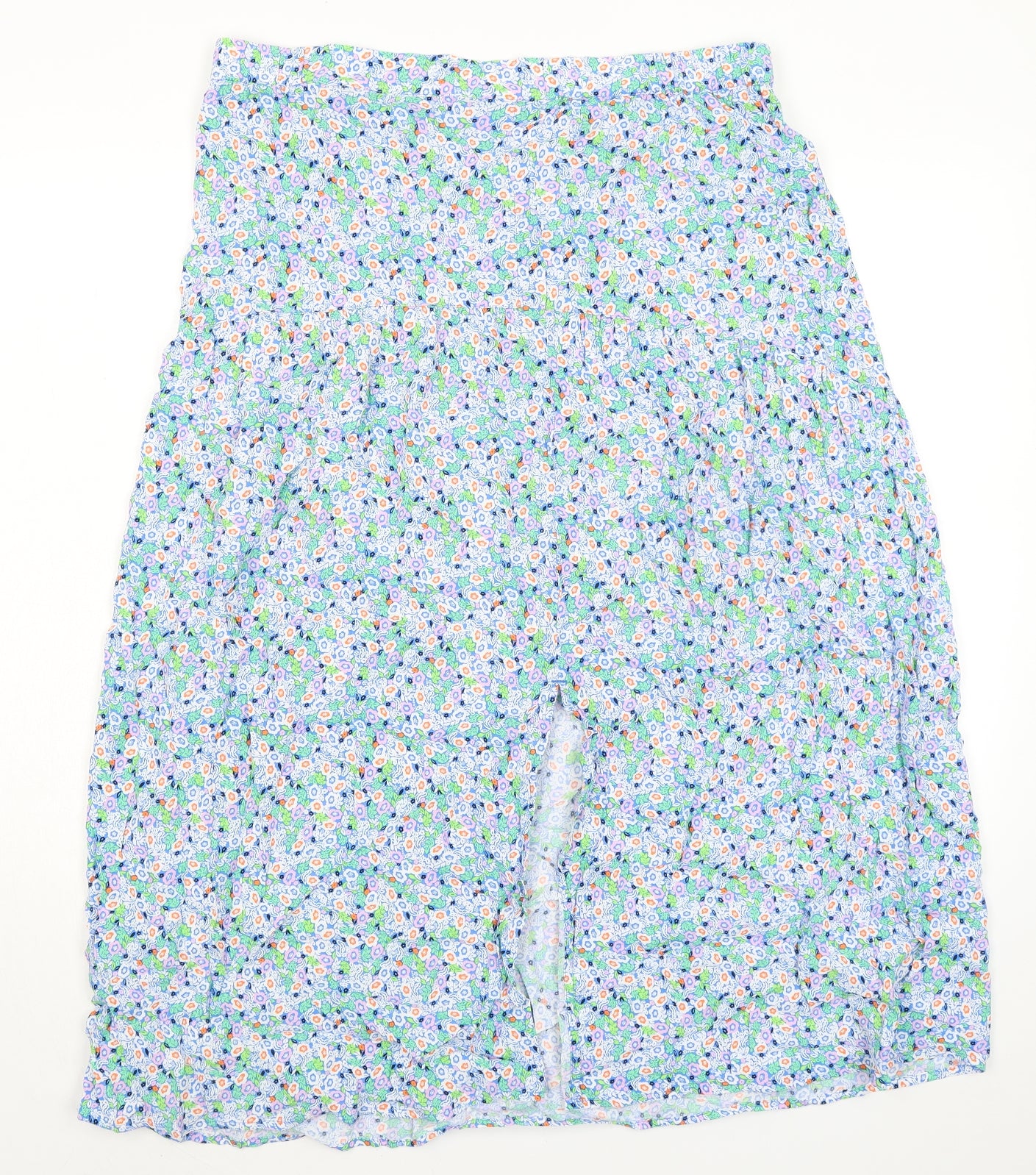 Marks and Spencer Womens Blue Floral Viscose A-Line Skirt Size 16