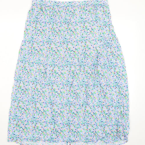 Marks and Spencer Womens Blue Floral Viscose A-Line Skirt Size 16