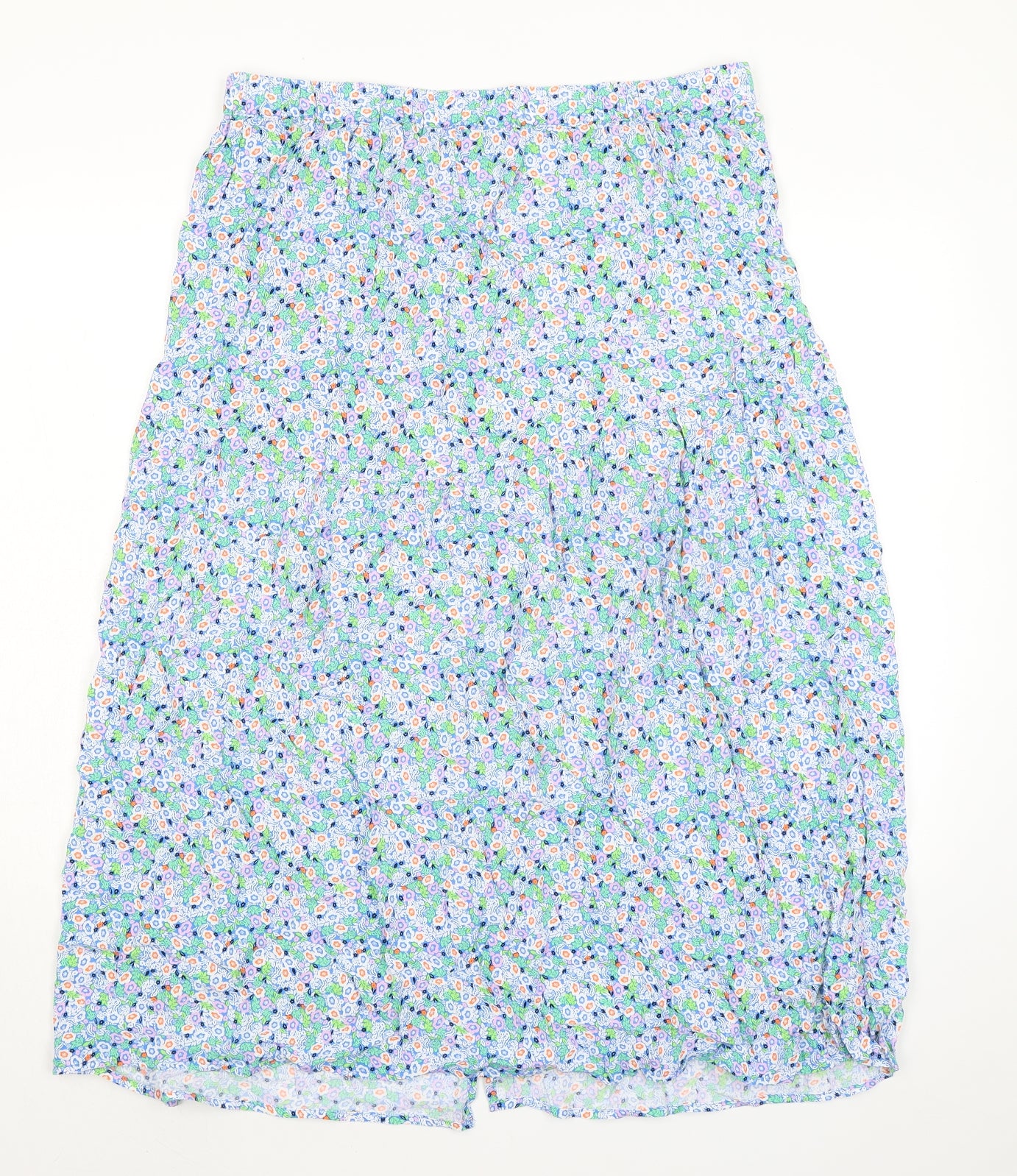 Marks and Spencer Womens Blue Floral Viscose A-Line Skirt Size 16