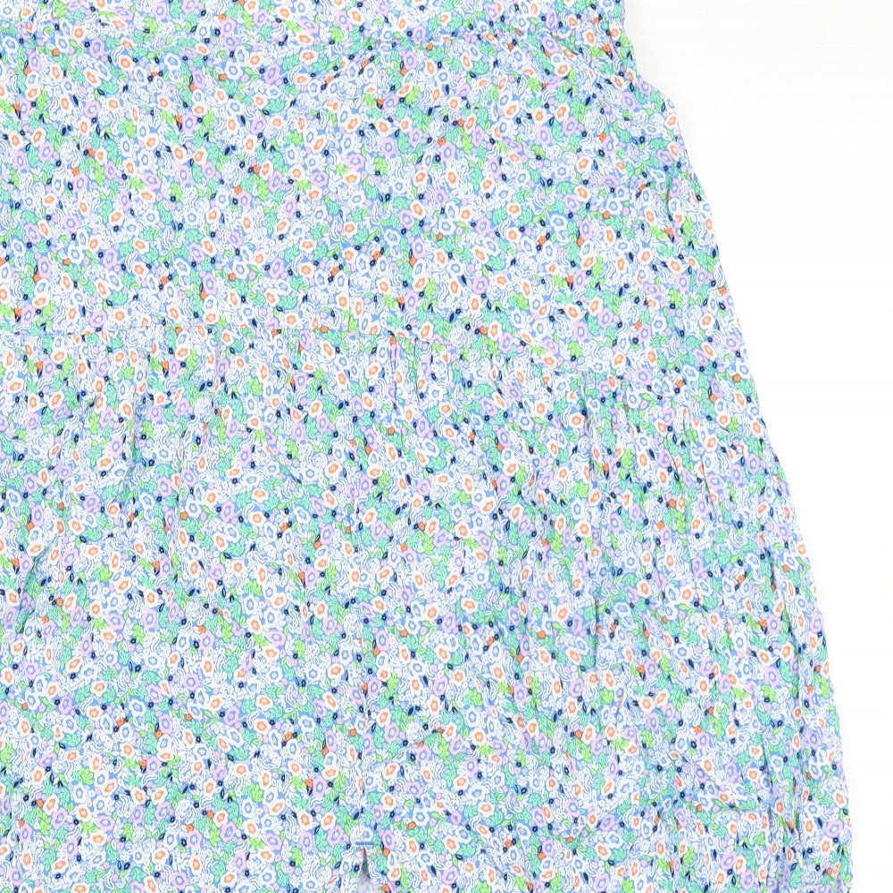 Marks and Spencer Womens Blue Floral Viscose A-Line Skirt Size 16