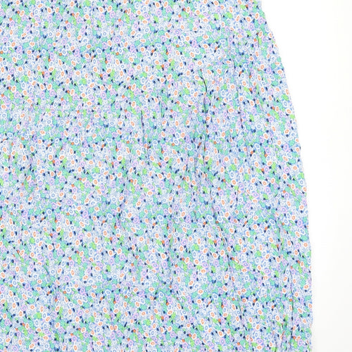 Marks and Spencer Womens Blue Floral Viscose A-Line Skirt Size 16