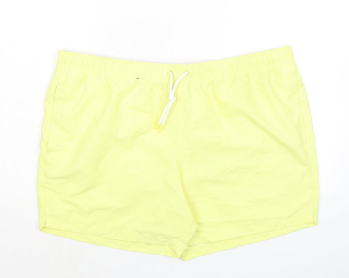 Marks and Spencer Mens Yellow Polyester Bermuda Shorts Size 3XL L6 in Regular Drawstring