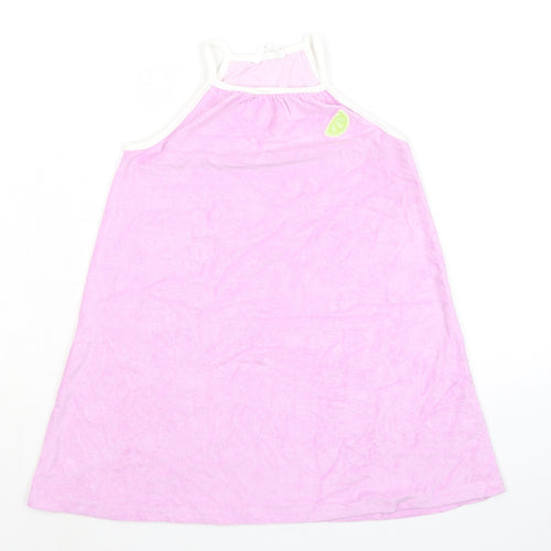Marks and Spencer Girls Purple Cotton Tank Dress Size 6-7 Years Square Neck Pullover