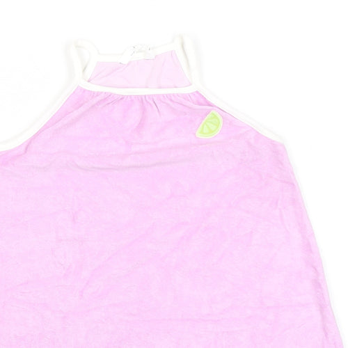 Marks and Spencer Girls Purple Cotton Tank Dress Size 6-7 Years Square Neck Pullover