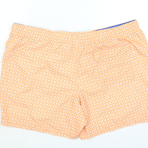 Marks and Spencer Mens Orange Geometric Polyester Bermuda Shorts Size 3XL L6 in Regular Drawstring