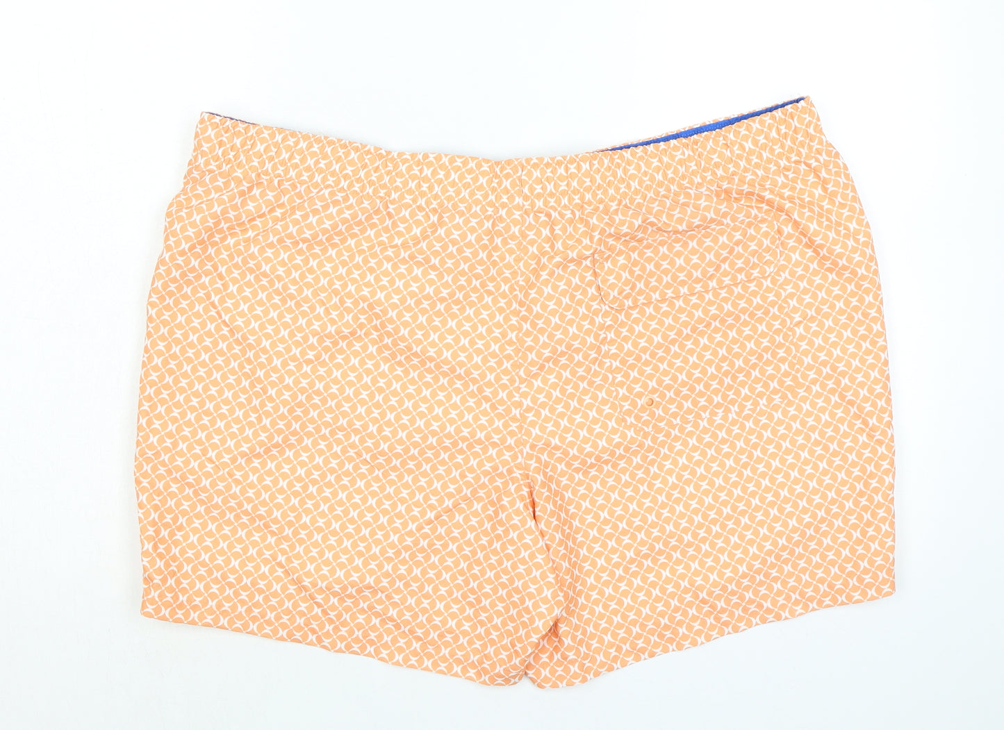 Marks and Spencer Mens Orange Geometric Polyester Bermuda Shorts Size 3XL L6 in Regular Drawstring