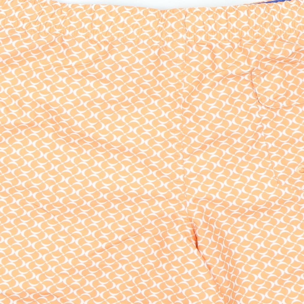 Marks and Spencer Mens Orange Geometric Polyester Bermuda Shorts Size 3XL L6 in Regular Drawstring