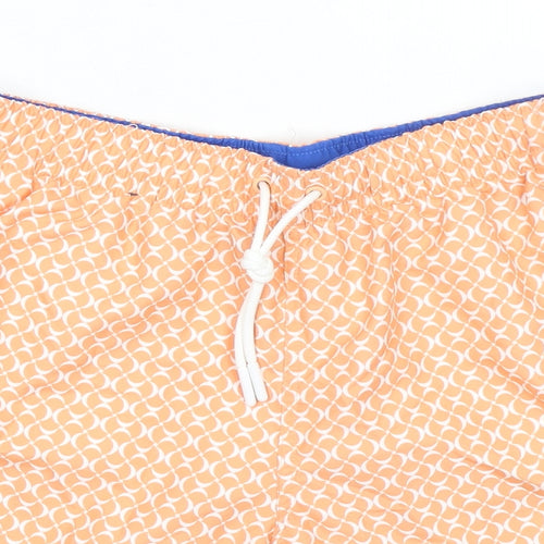 Marks and Spencer Mens Orange Geometric Polyester Bermuda Shorts Size S L6 in Regular Drawstring