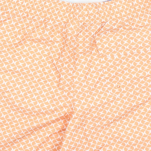 Marks and Spencer Mens Orange Geometric Polyester Bermuda Shorts Size S L6 in Regular Drawstring