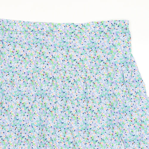 Marks and Spencer Womens Blue Floral Viscose A-Line Skirt Size 24